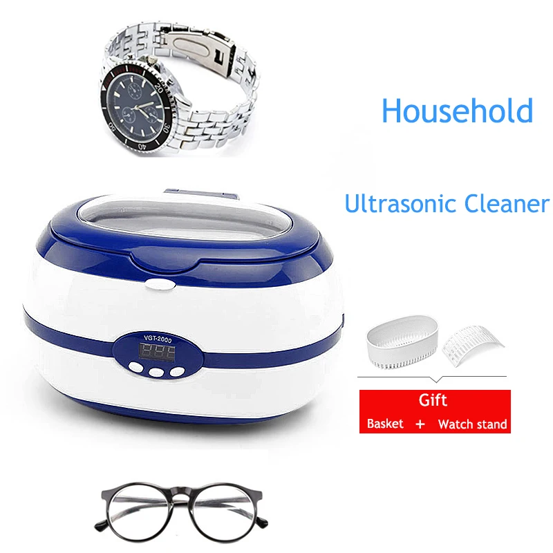 Ультра звуковой очиститель для ювелирных изделий кисти очки маникюрные резаки