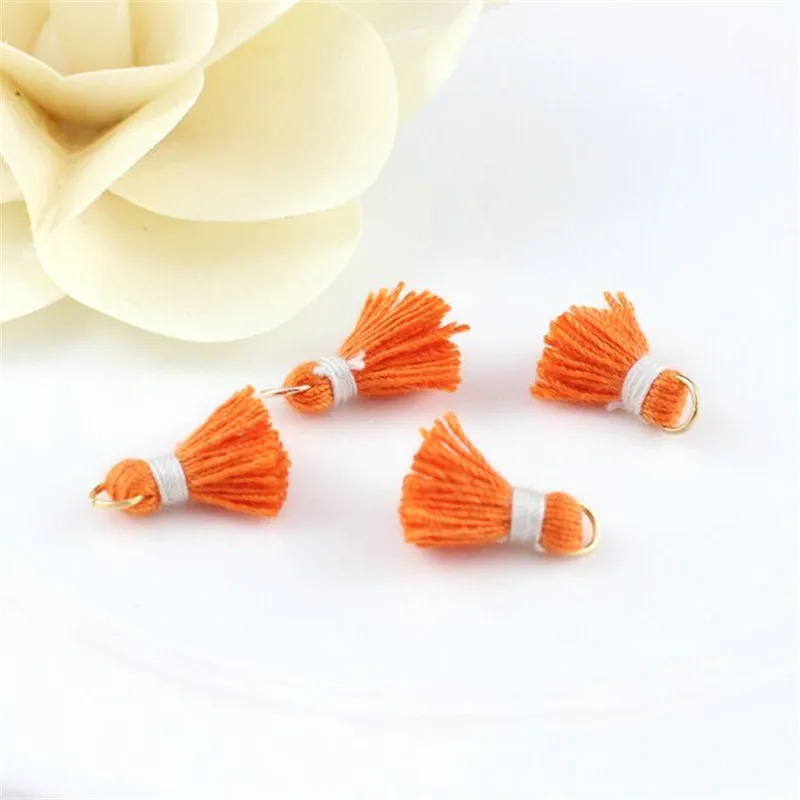 20 шт./лот Подвески 1 5 см мини хлопковые кисточки с золотым кольцом DIY Изготовление