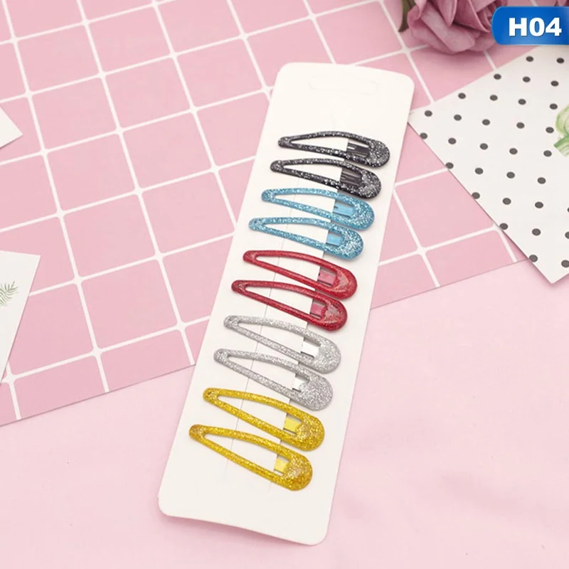 H04 10 шт., детские цветные маленькие заколки, не скользящие металлические заколки BB, детские заколки для волос, заколка для девочек, головные уборы, заколки - Цвет: H04