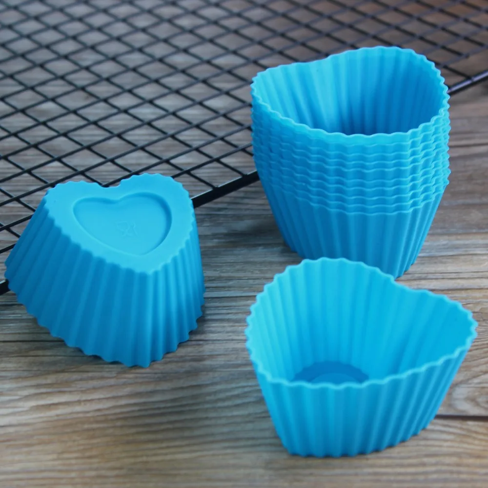 12 шт./набор силиконовые формы в форме сердца для Маффин кекса|cup cake liners|silicone muffincake