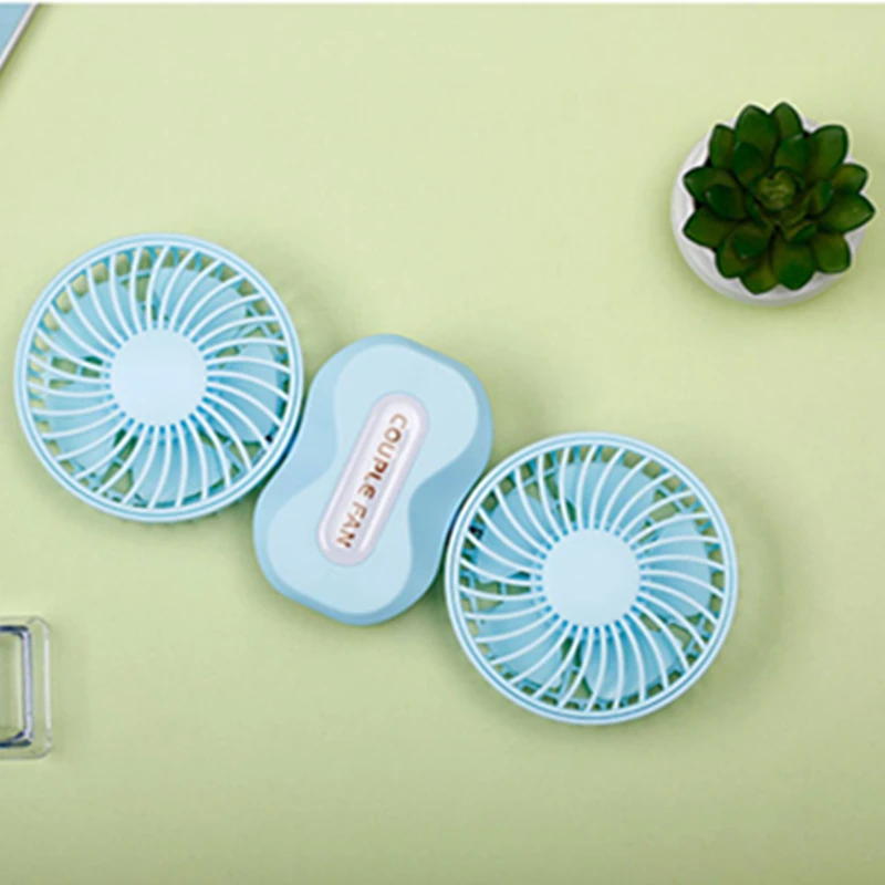 USB мини заряжаемый вентилятор Ручной двойной двигатель с головкой вращающийся