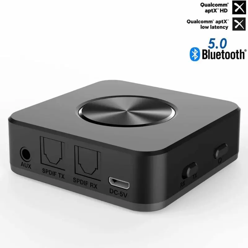

Bluetooth 5.0 Transmitter Receiver 2 in 1 Wireless APTX HD Low Latency A2DP Music Optical SPDIF Aux RCA 3.5mm Stereo Audio Adapt
