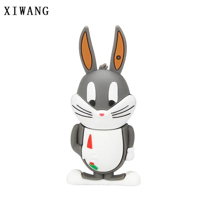 rabbit Мультфильм Кот/утка/Лев/Кролик/ворона животных серии флеш-диск usb 2,0 128 ГБ 8 ГБ 16 ГБ флеш-накопитель 32 Гб 64 Гб Флешка usb карта памяти - Цвет: rabbit