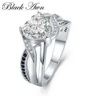 Женское Обручальное кольцо BLACK AWN, из стерлингового серебра 2019 пробы с черным и белым камнем и сердцем из циркония, подарок для влюбленных, CC422, 925