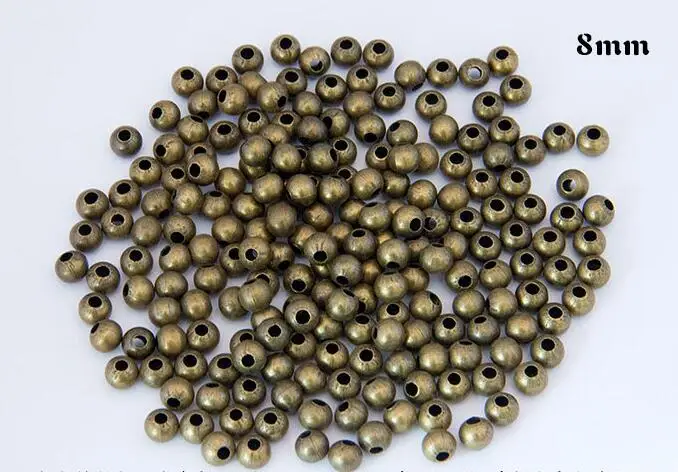 Круглые бусины из античной бронзы металлические с большими отверстиями 4 мм 5 6 8 1