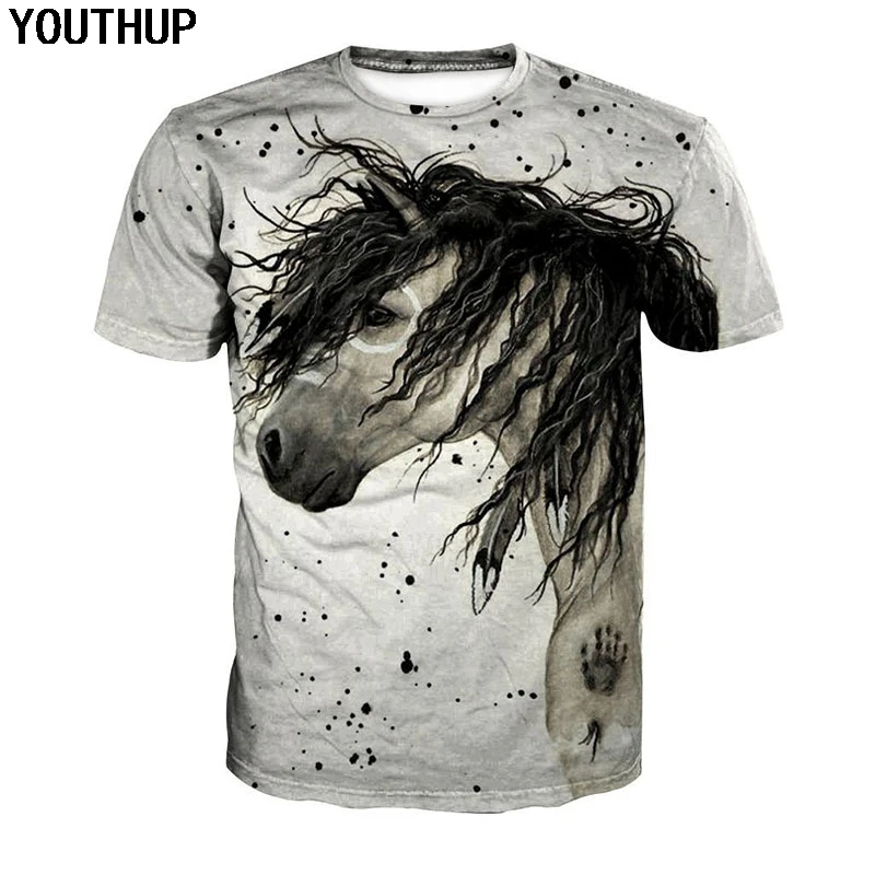 

YOUTHUP 2020 Horse T shirt For Men/Women 3d Print Animal T Shirt Men Funny Tees Shirt Homme Tops Plus Size 5xl Casual T shirts