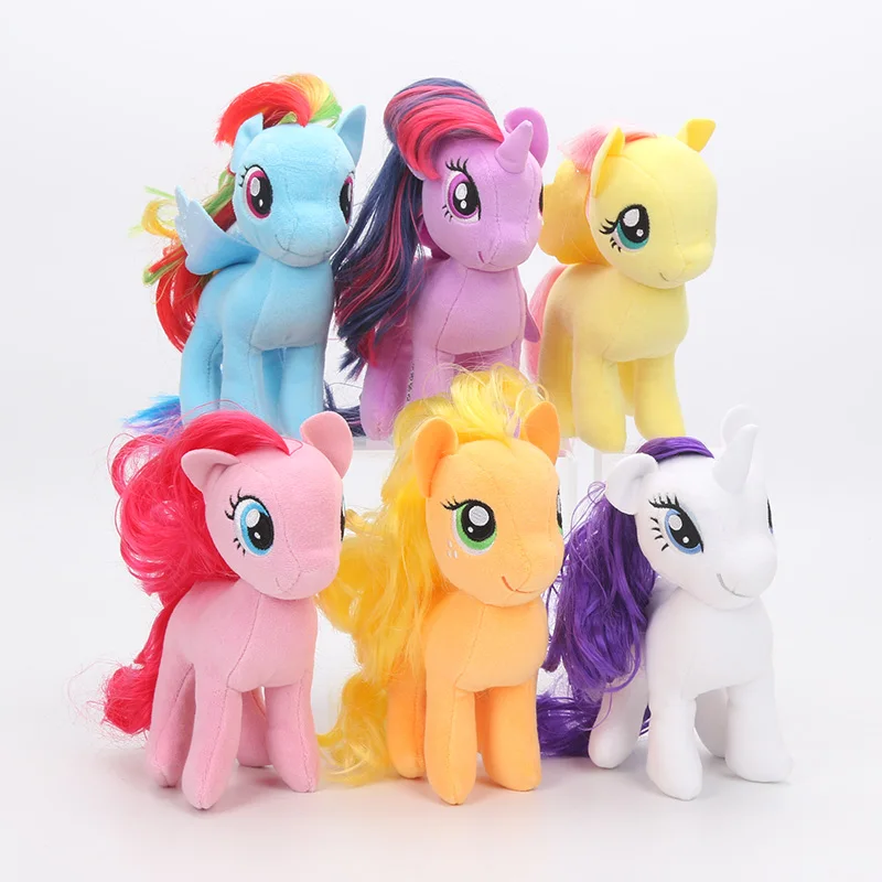 17 см, плюшевые игрушки My Little Pony, дружба-это волшебная редкость, Спайк, Эпплджек, Флаттершай, радуга, Дэш, сумеречные сверкающие куклы
