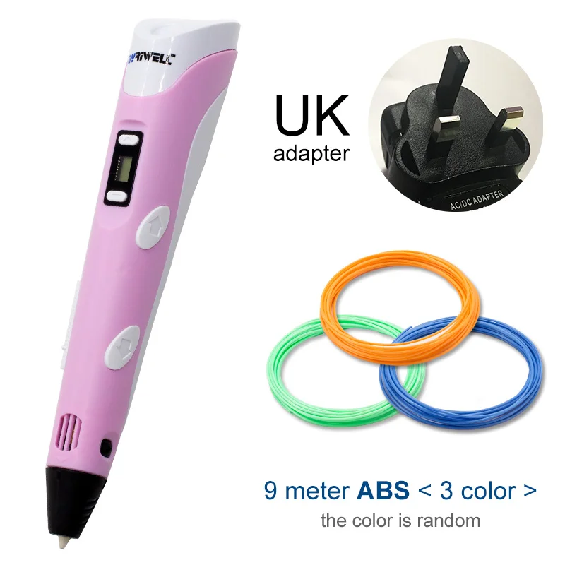 Myriwell 3D ручка LED Дисплей 2nd поколения 3D печать Ручка с 9 м ABS нити Искусство DIY ручки для детей инструменты рисования - Цвет: Pink UK