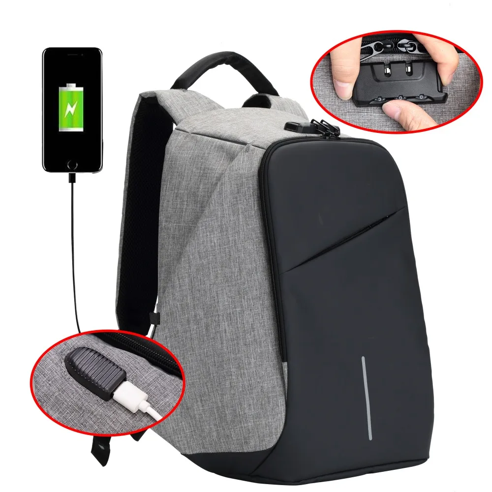 BISON DENIM USB зарядка анти вор рюкзак мужской для отдыха путешествий школьные сумки