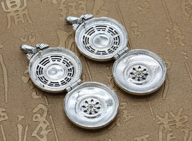 Новинка! 100% Серебро 925 фэншуй Yinyang коробка кулон Настоящее чистое серебро
