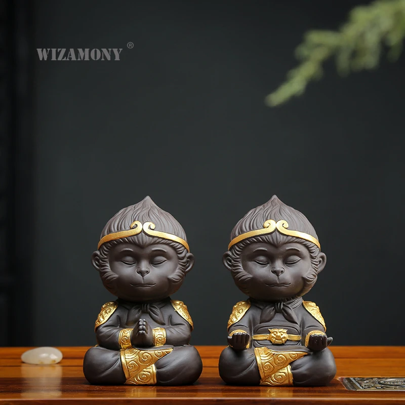Китайская фиолетовая глина WIZAMONY аксессуары для чая в виде обезьяны короля