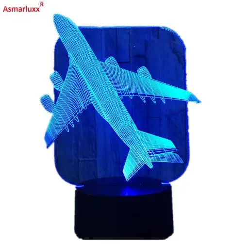 Крутая игрушка 3D самолет Warplane модель лампы Креативный ночник Touch Jet самолет настольная лампа светодиодный Иллюзия голограммы лампа прикроватная - Испускаемый цвет: Aircraft Lamp 1