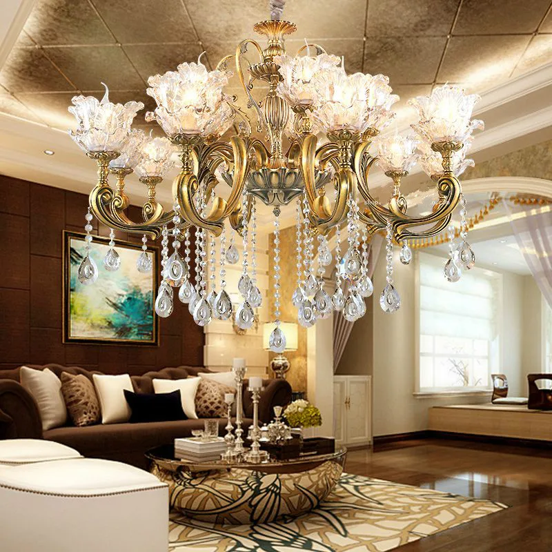 

Free Shipping European Crystal Zinc Alloy Chandelier E14 Bronze Color Chandeliers Living Room Dinning Room Crystal Hanging Lamp