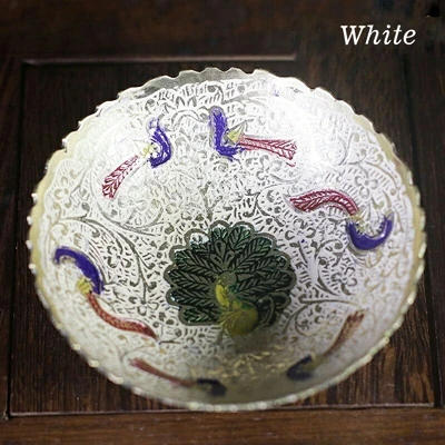 Белый Buddha Compote Bowl Tibetan Buddhist Supplies Brass Bowl Metal Fruit Tray Plate Dish Disc Buddhist Temple Decoration 1pc - Цвет: Белый