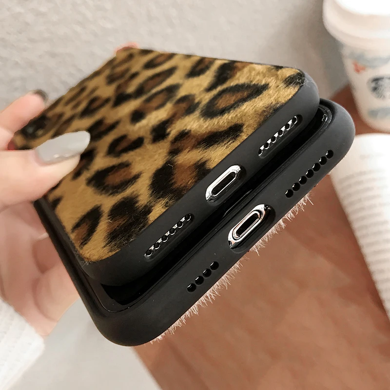 Чехол Devil Horn для iPhone XS Max XR 6 6S 7 8 Plus винтажный Леопардовый принт мягкий пушистый