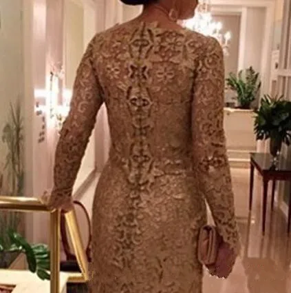 Золото кружево Мать невесты платья для женщин Арабский Русалка с длинными