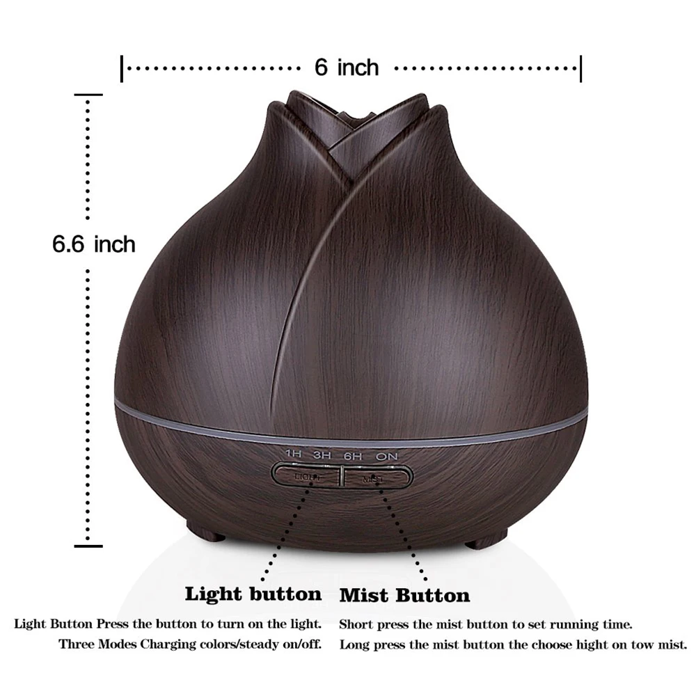 300ML Essential Oil Aroma Diffuser With Wood Grain Aromatherapy Ultrassonic Air Humidifier 7 Color LED Lights For Home | Бытовая