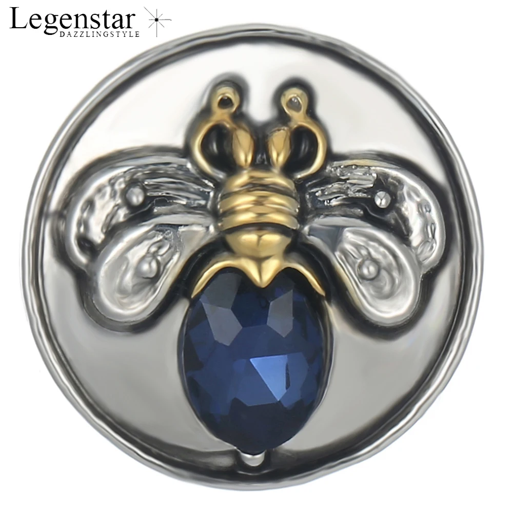 Legenstar 18 мм кнопки пчелы Синие стразы высокое качество круглые защелки для