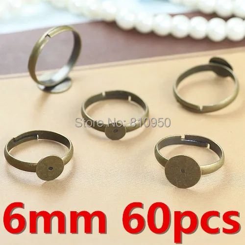 60 шт. 6 мм латунные кольца настройки античная бронза старинные лоток камея