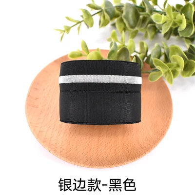 fold silver black Блестящие плоские резинки с высокой плотностью, 4 см, золотые, серебряные, складывающиеся на резинке, 40 мм, DIY, Швейные аксессуары для одежды, брюк, 1 м - Цвет: fold silver black