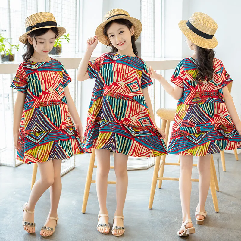 Для маленьких детей для девочек пляжная одежда с принтом летнее платье принцесс