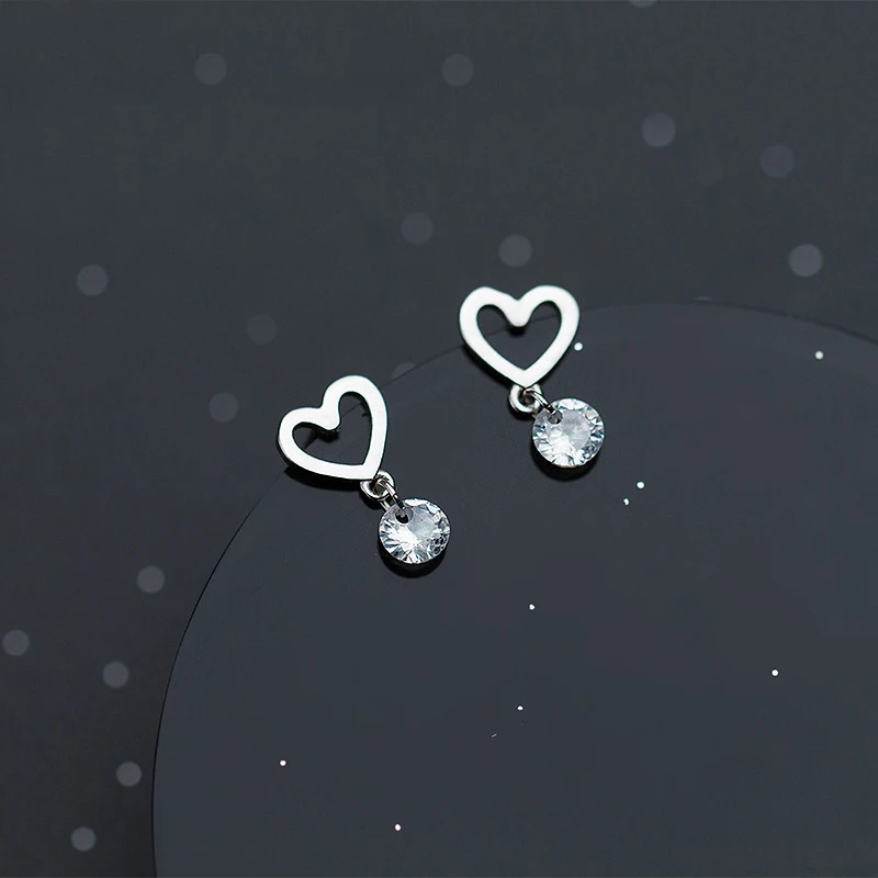 

Женские серьги-гвоздики MloveAcc, из 100% серебра 925 пробы, с полым сердцем и прозрачным фианитом, модные ювелирные украшения