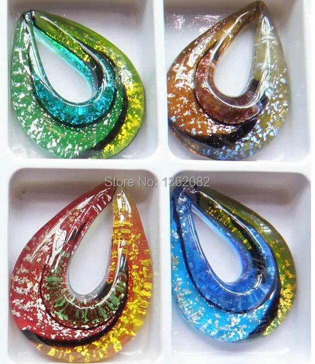 Подвески из муранского стекла в форме капли разноцветные 12 шт. MC04 | Украшения и