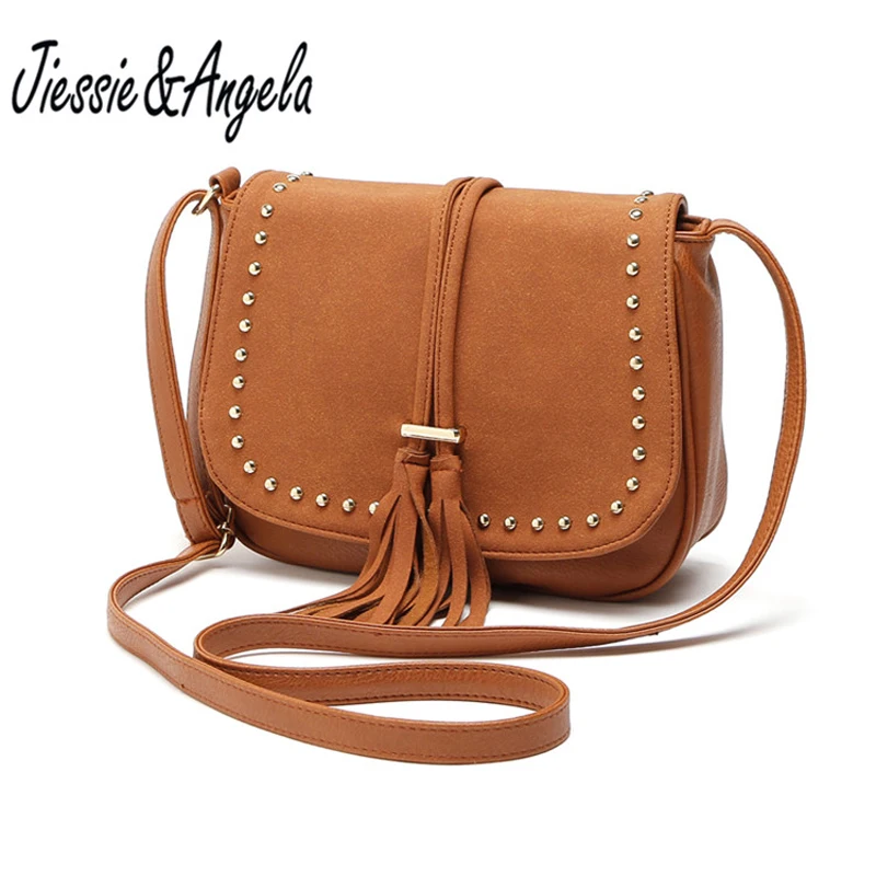 Jiessie& Angela, новинка, женские сумки-мессенджеры с кисточками, винтажные кожаные сумки, известный бренд, женская сумка через плечо, кошелек