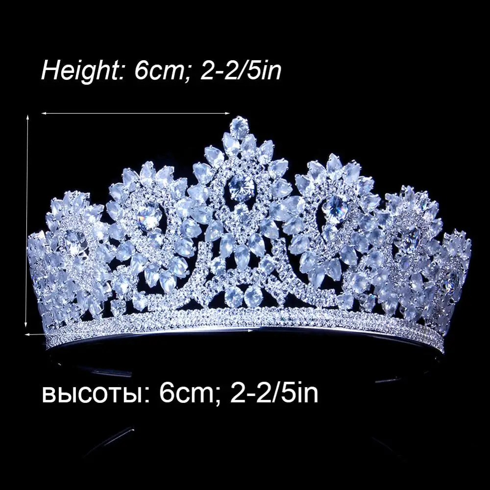 

StoneFans Charming Luxury Tiaras and Crowns Zirconia Bride Hair Style Jewelry Wedding Crowns New 2019 for Bridal Party