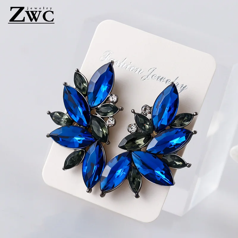 Blue ZWC трендовые брендовые серьги-капли с опаловым камнем, новинка, брендовые элегантные серьги для женщин, модные элегантные геометрические серьги с кристаллами, ювелирные изделия - Окраска металла: Blue