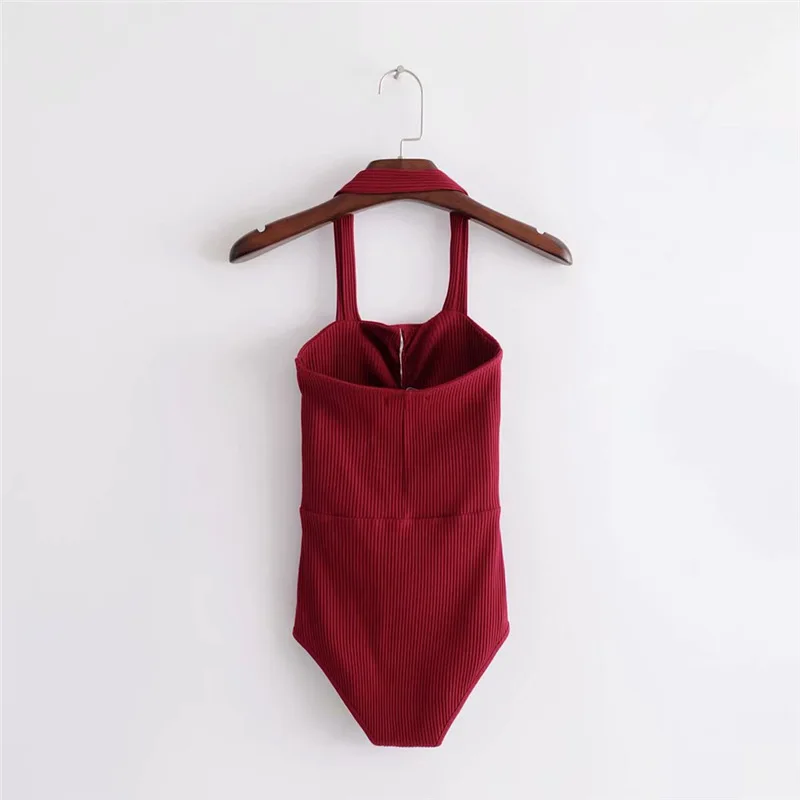 Anspretty одежда трикотажный облегающий костюм с лямкой на шее женский сексуальный