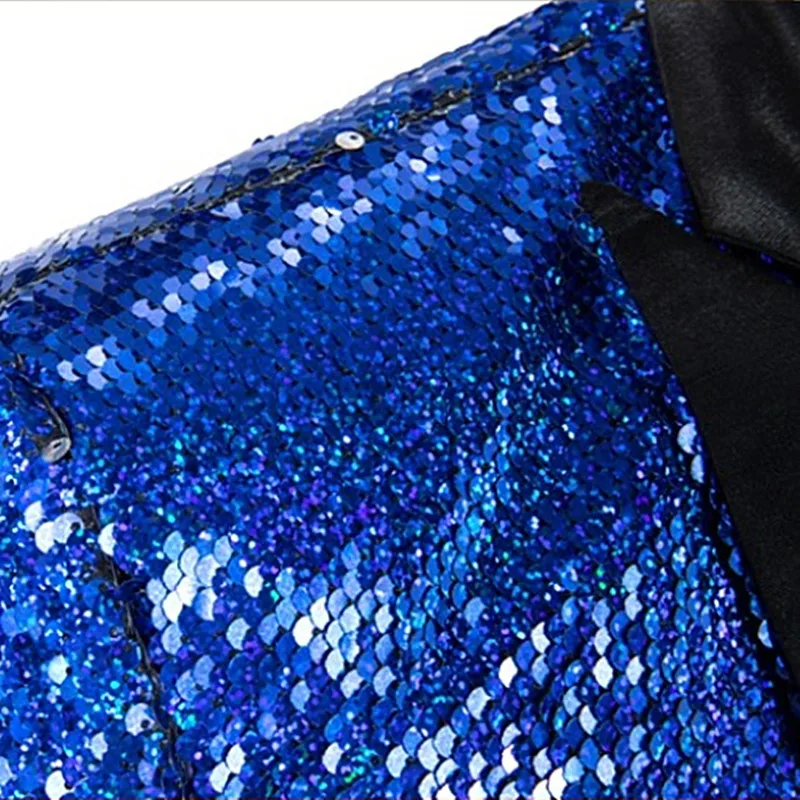 Мужской двусторонний цветной пиджак с блестками для выпускного вечера строгий