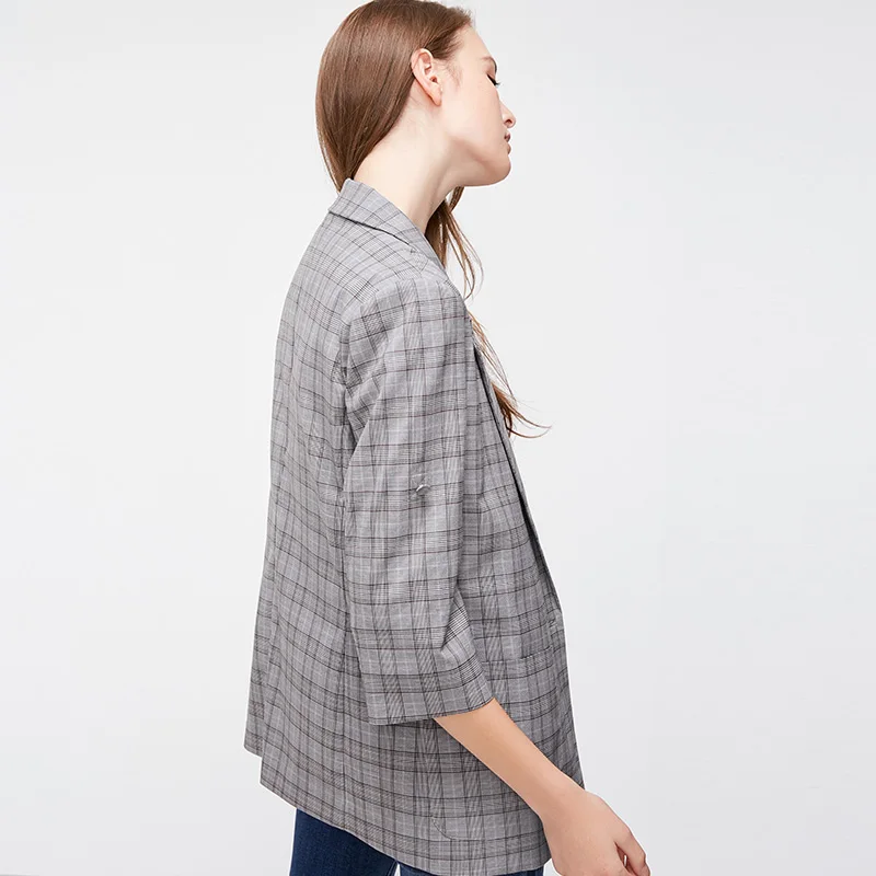 Vero Moda Женская клетчатая печать 3/4 рукава Длинная Куртка Блейзер | 318308511