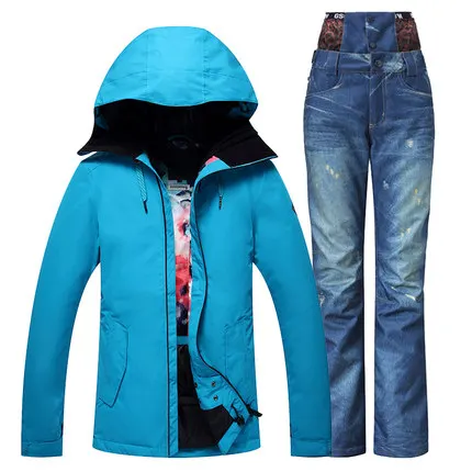 GSOU SNOW 2017 New Women Ski Suit Winter Long Pure Color Warm Windproof Waterproof Jacket+Ski Pants Size XS-L | Спорт и развлечения