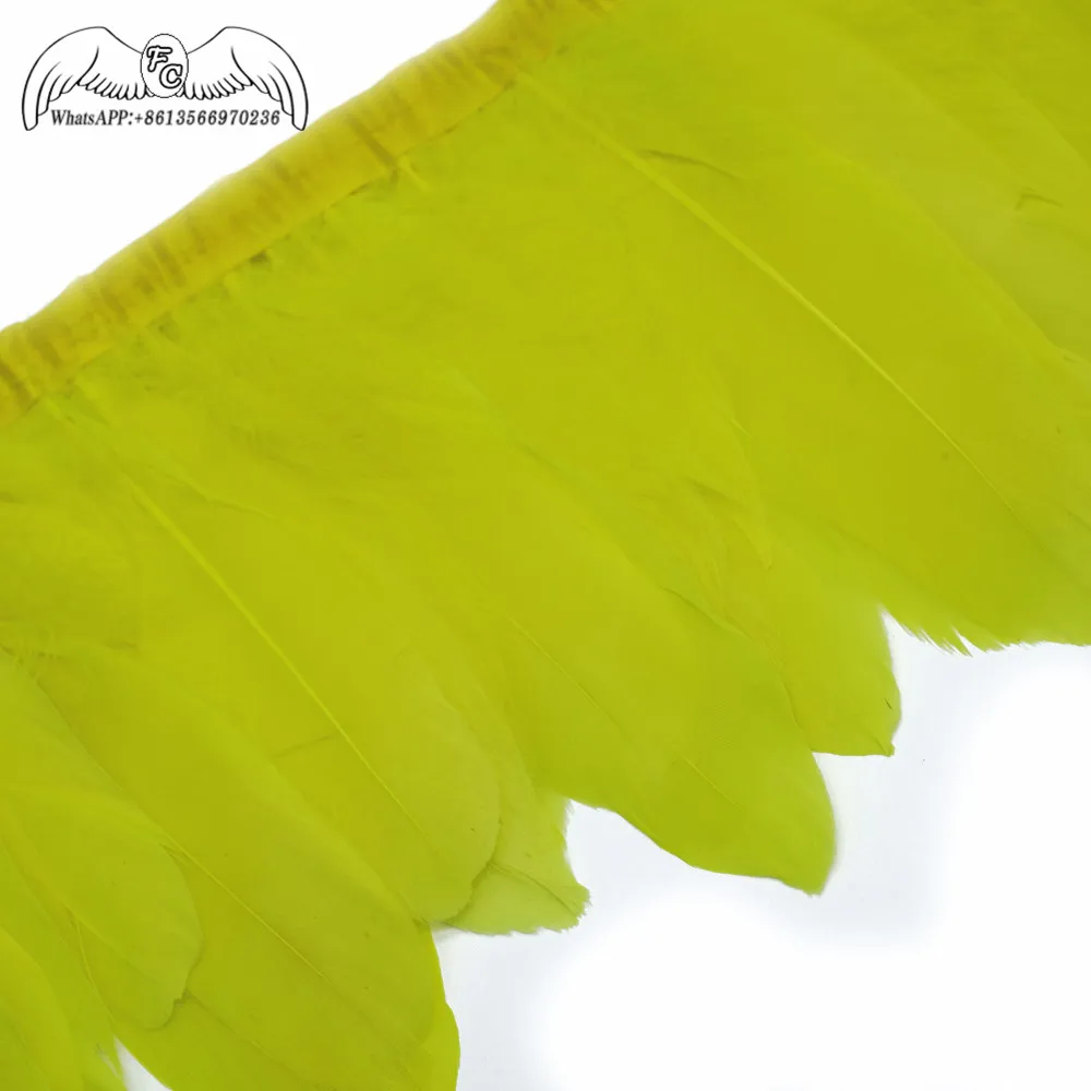 Bright Yellow 10 ярдов Высокое качество натуральный гусиный пух отделка бахрома 13-18 см окрашенное гусиное перо лента платье/юбка DIY аксессуары - Цвет: Bright Yellow