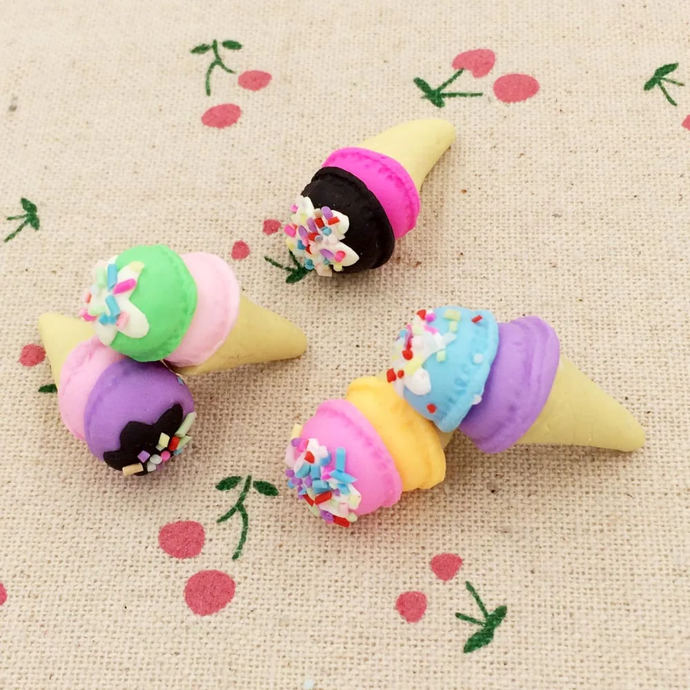10 штук смешанных цветов Kawaii Радуга миниатюрное Глиняное мороженое еда ручная