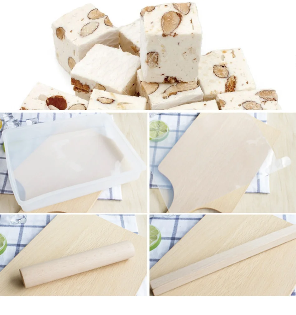 4 шт./компл. DIY Форма для нуги силиконовые формы не-Противоскользящий коврик деревянные плоские Roll нуга Шоколад Плесень Rooling контакты выпечки Кондитерские инструменты
