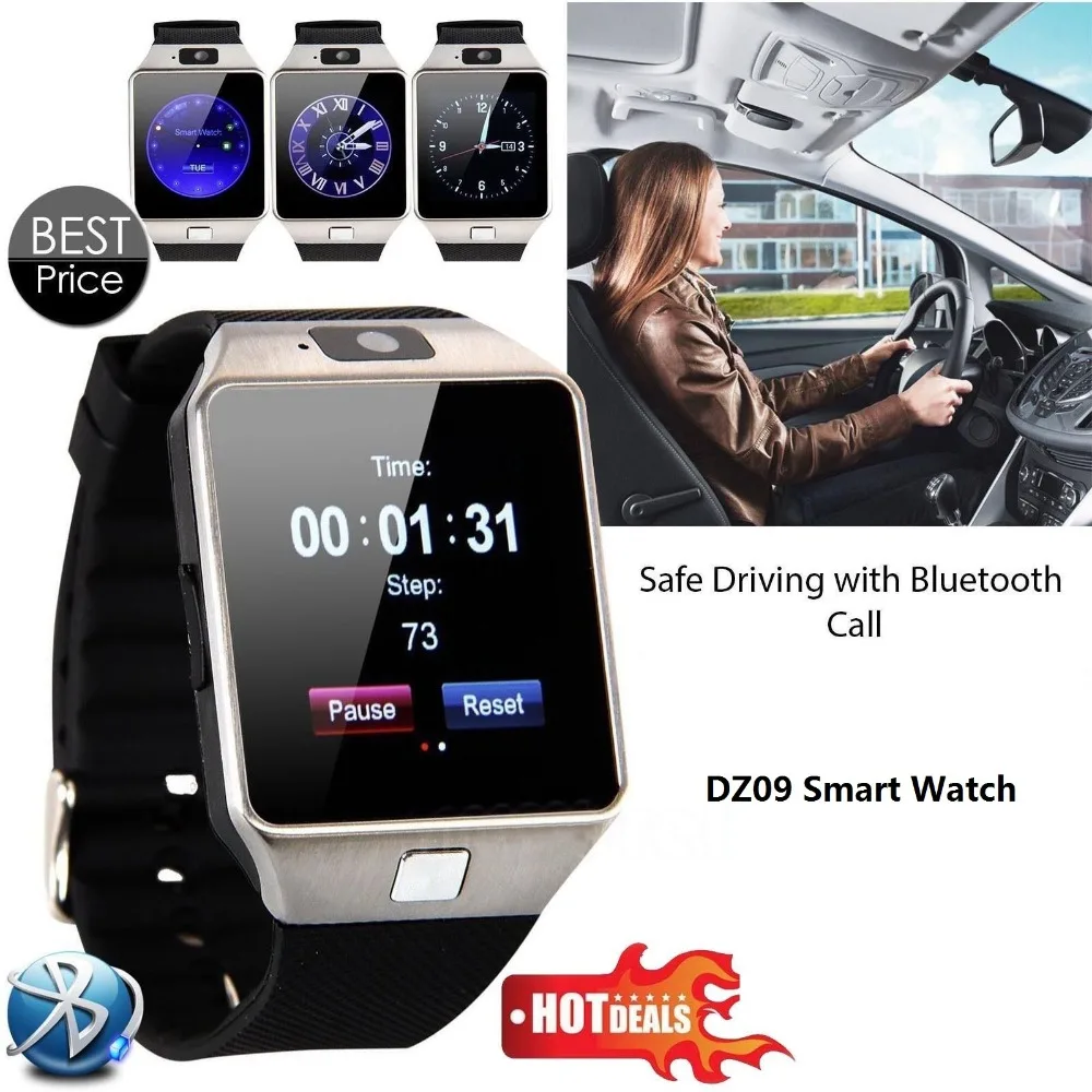 Bluetooth Smart часы dz09 шагомер спортивные анти потерянный Сенсорный экран Камера TF
