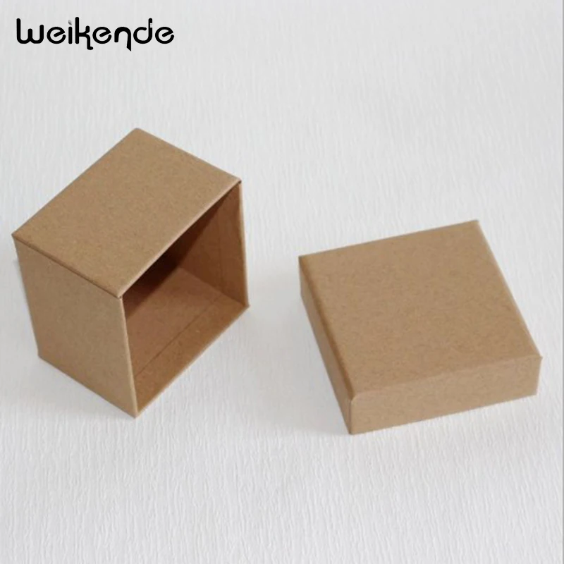 1 шт. 8x8x6 см коричневые модные подарочные коробки ручной работы с черной губкой на