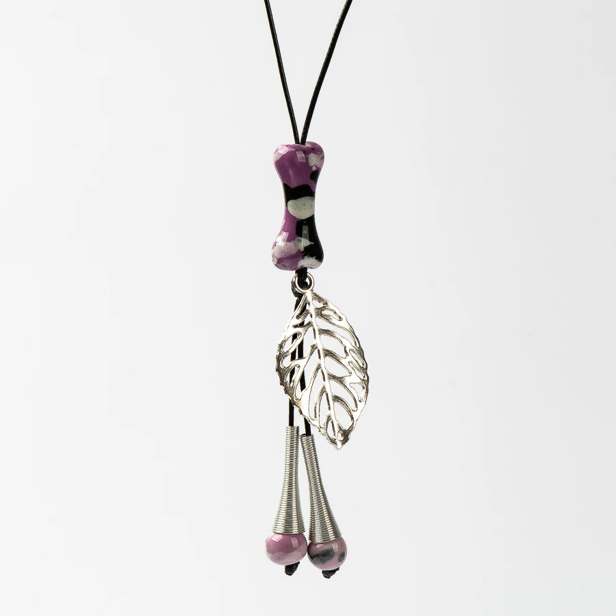 

Bone shape Jewelry Long Rope Ceramic Beads pendant Necklaces Handmade DIY fashion Necklace for women #EY213