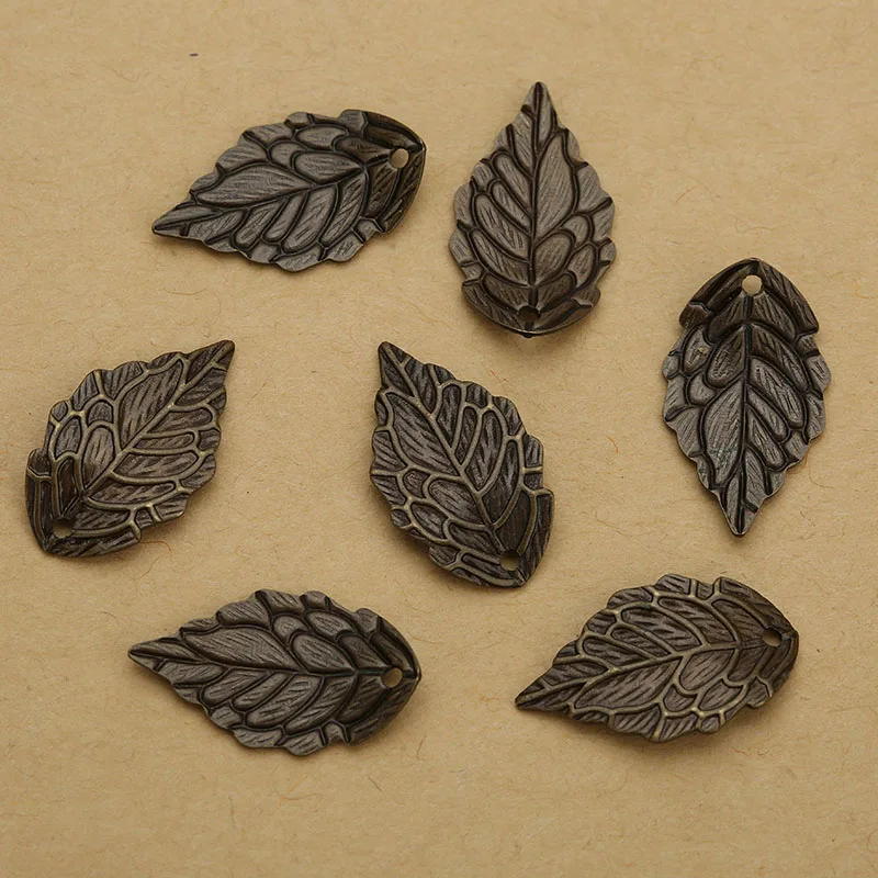 Antique Bronze 50 шт./лот, Цвет: золотистый, серебристый, 10*18 мм, медный лист, бусины, колпачки, оставьте филигранные, свободные, распорные, бусины, концевые колпачки для изготовления ювелирных изделий своими руками - Цвет: Antique Bronze