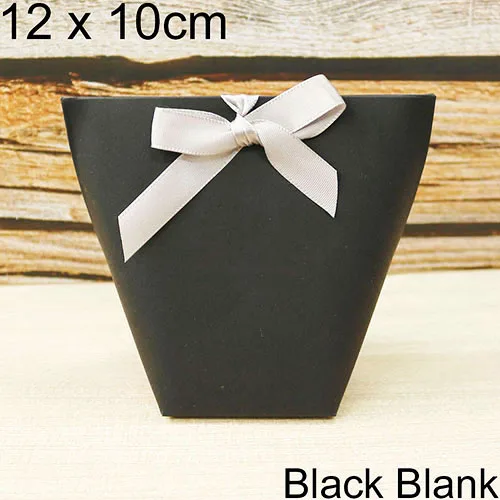 12x10cm Blank Black 5 шт. высококлассные черно-белые бронзовые "Merci" Сумки для конфет французские спасибо Свадебные сувениры Подарочная коробка посылка на день рождения - Цвет: 12x10cm Blank Black