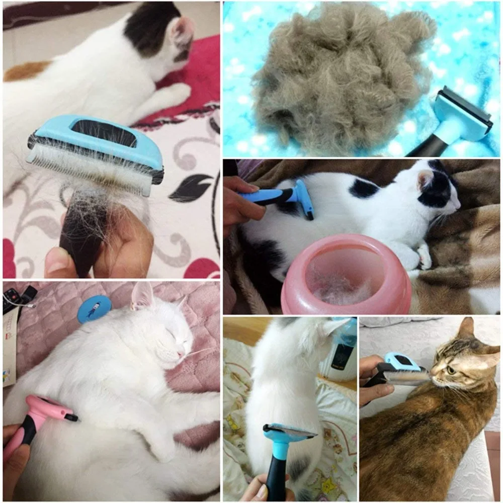 Собака Уход за лошадьми кисточки Pet Dematting расчески Безопасность 2 Двусторонняя