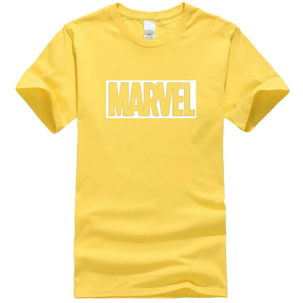 yellow white Новая модная футболка "Марвел", мужская хлопковая Повседневная футболка с короткими рукавами, мужские футболки marvel, мужские топы, футболки - Цвет: yellow white