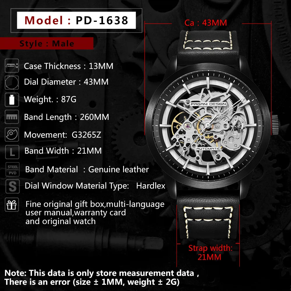 Модные Роскошные Брендовые Часы PAGANI с кожаным Tourbillon, автоматические механические мужские часы, военные водонепроницаемые часы, мужские часы