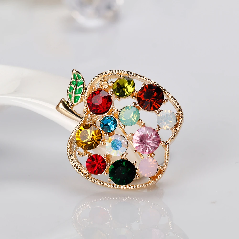 Danbihuabi New Design Colorful Full Rhinestone Apple Accessory Brooch For Women Wedding Party | Украшения и аксессуары