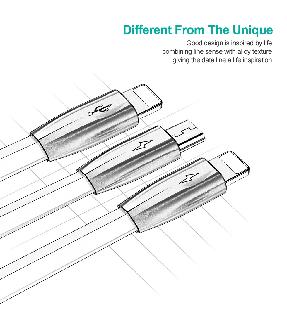 TOTU 3 в 1 USB кабель для iPhone Xs Max Xr X 8 7 Быстрая зарядка зарядное устройство usb type C type-c Micro USB кабель для мобильного телефона