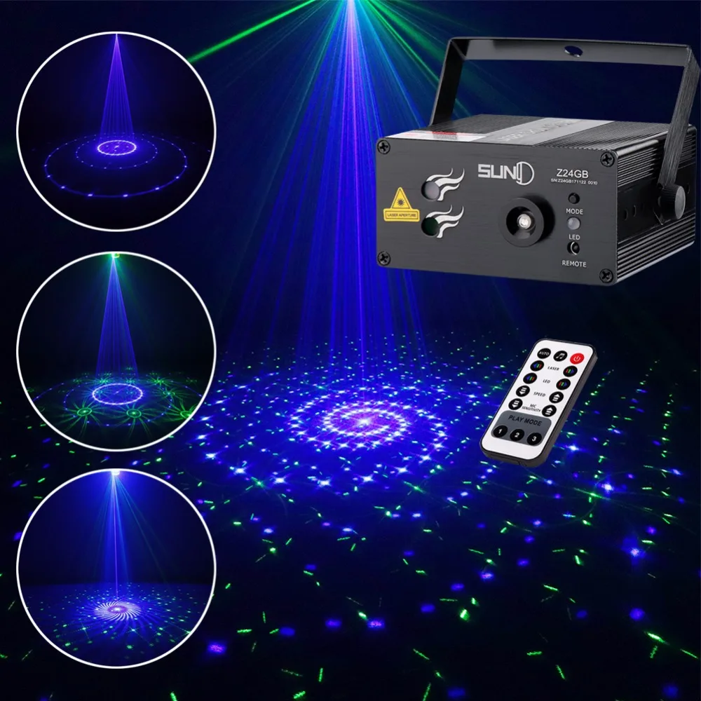 SUNY 24 GB Patterns Laser Light Blue LED Stage Sound Activated Gobo Projector Show for Club Bar DJ Disco Home Party(Z24GB) | Лампы и