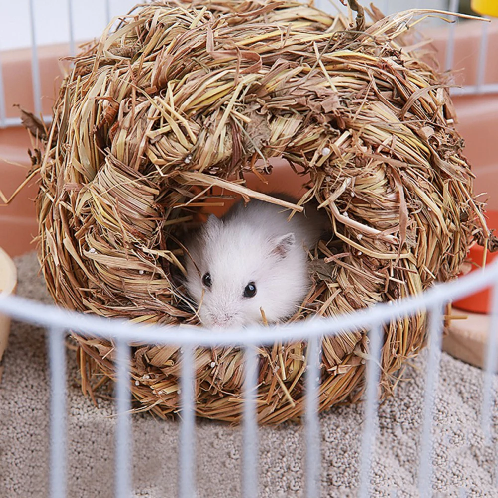 Pet Woven Grass Straw Small Rabbit Hamster Cage Nest House Chew Toy Hedgehog Bed Cute | Дом и сад