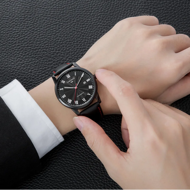 Мужские деловые часы марки CHRONOS 1898 мужские из натуральной кожи автоматические с